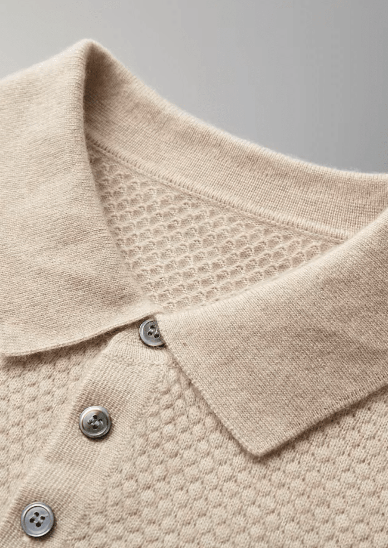 PREMIUM CASHMERE TEXTURED SWEATER POLO - LORMIER - 