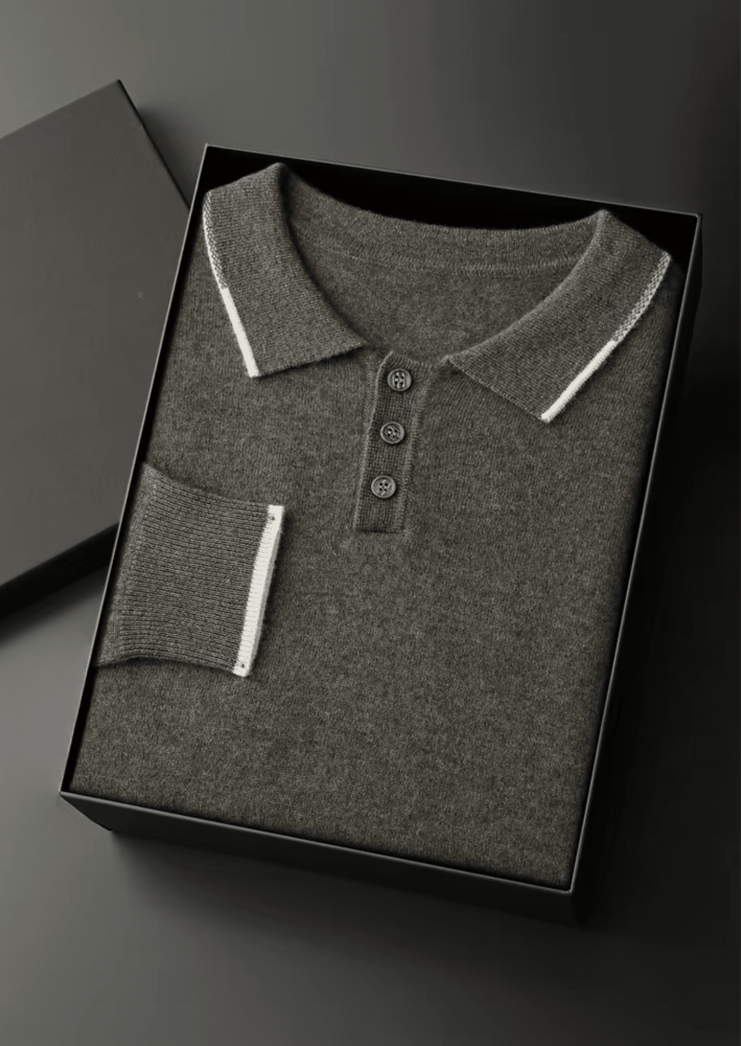 PREMIUM CASHMERE TWO TONE BUTTON POLO - LORMIER - 