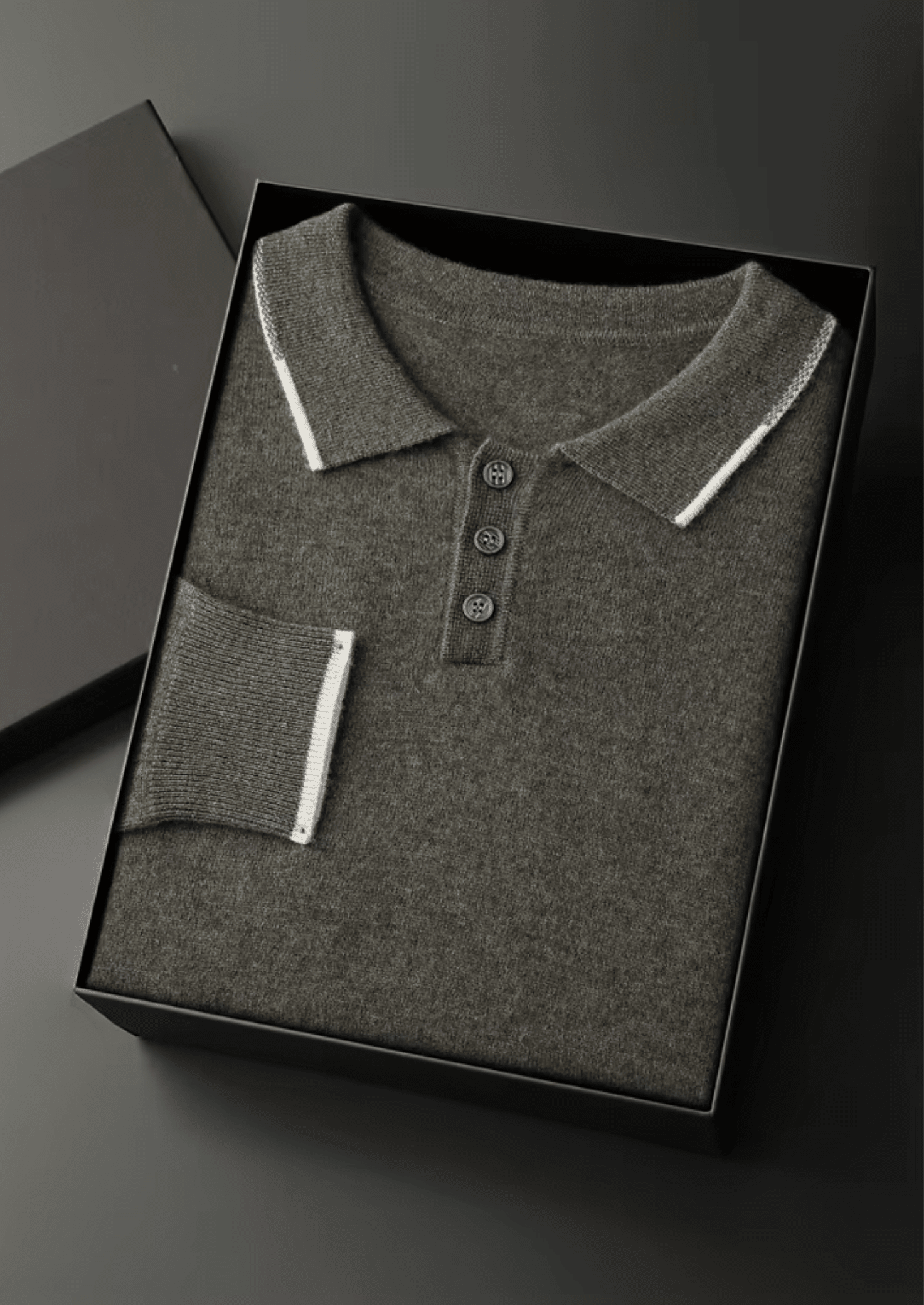 PREMIUM CASHMERE TWO TONE BUTTON POLO - LORMIER - 
