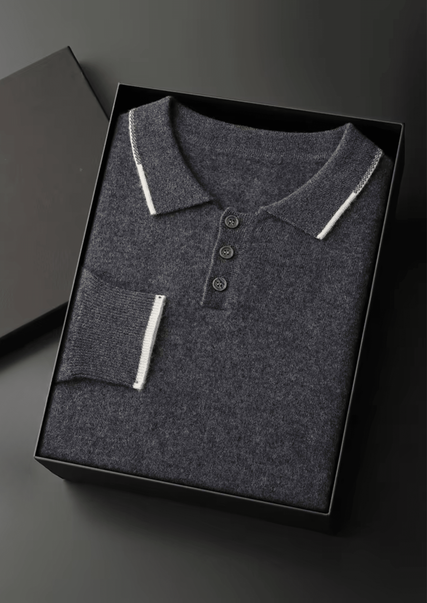 PREMIUM CASHMERE TWO TONE BUTTON POLO - LORMIER - 