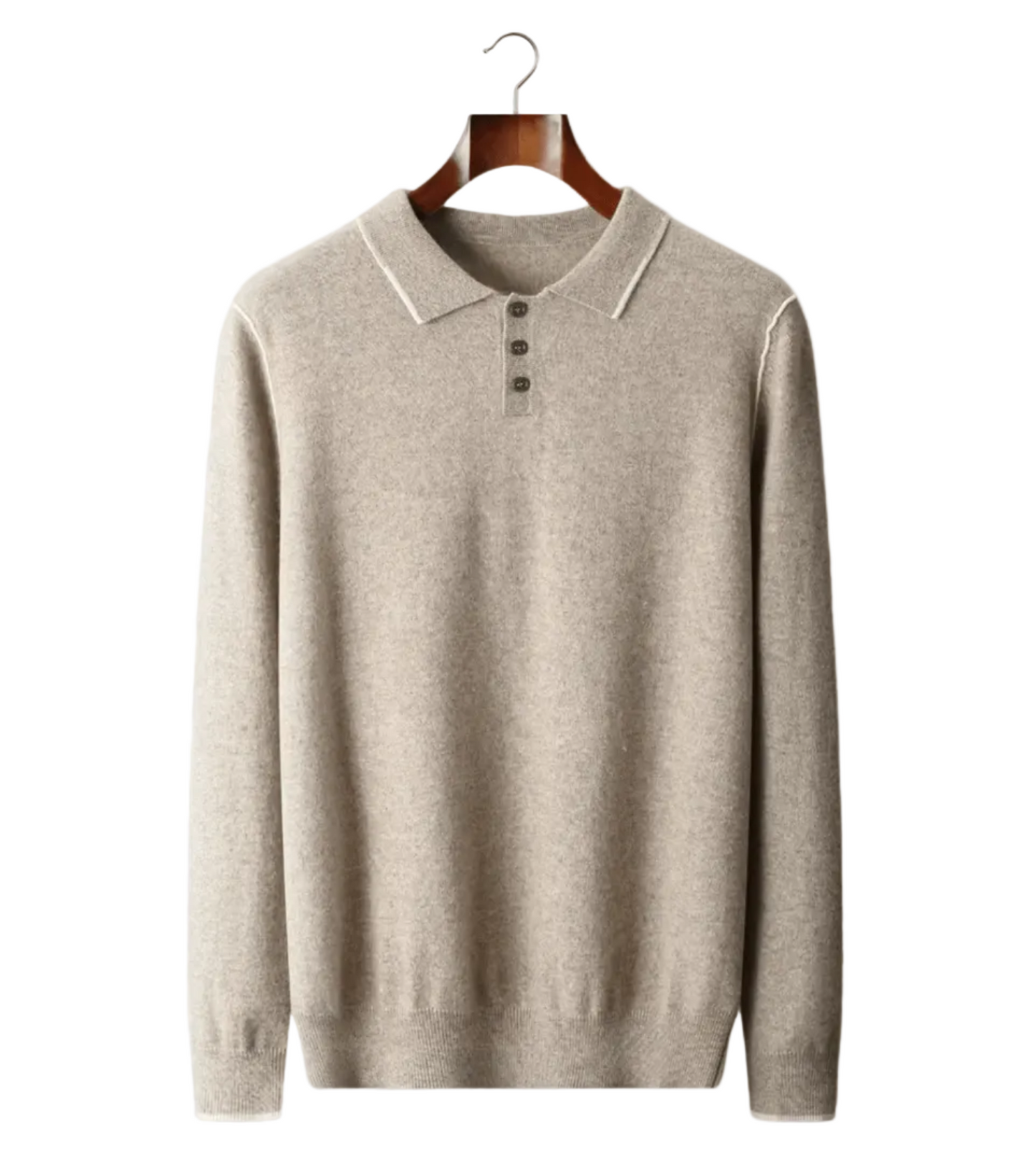 PREMIUM CASHMERE TWO TONE BUTTON POLO - LORMIER - 