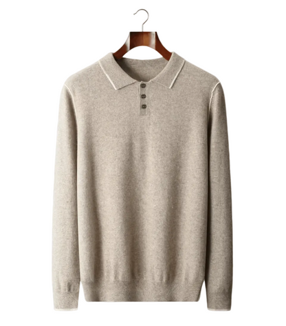 PREMIUM CASHMERE TWO TONE BUTTON POLO - LORMIER - 