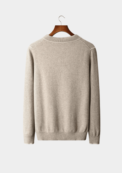 PREMIUM CASHMERE TWO TONE BUTTON POLO - LORMIER - 