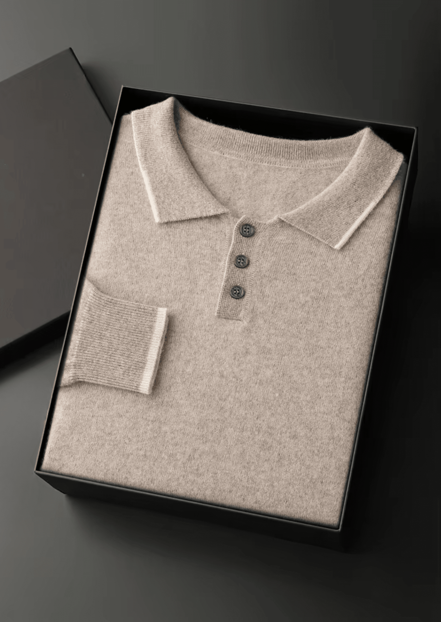 PREMIUM CASHMERE TWO TONE BUTTON POLO - LORMIER - 
