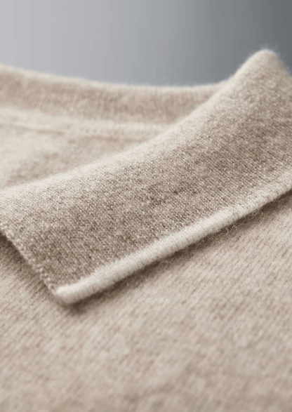 PREMIUM CASHMERE TWO TONE BUTTON POLO - LORMIER - 