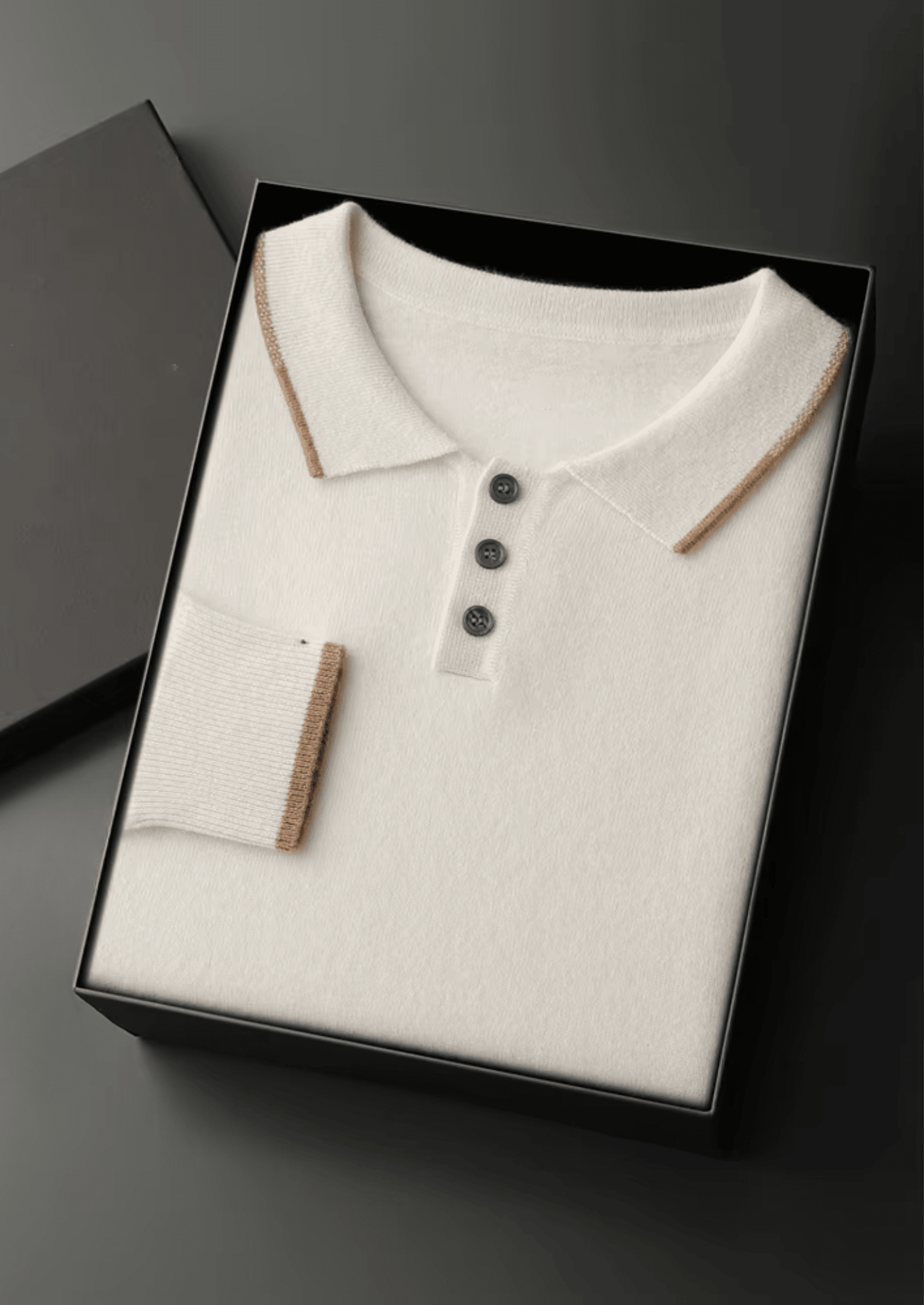 PREMIUM CASHMERE TWO TONE BUTTON POLO - LORMIER - 