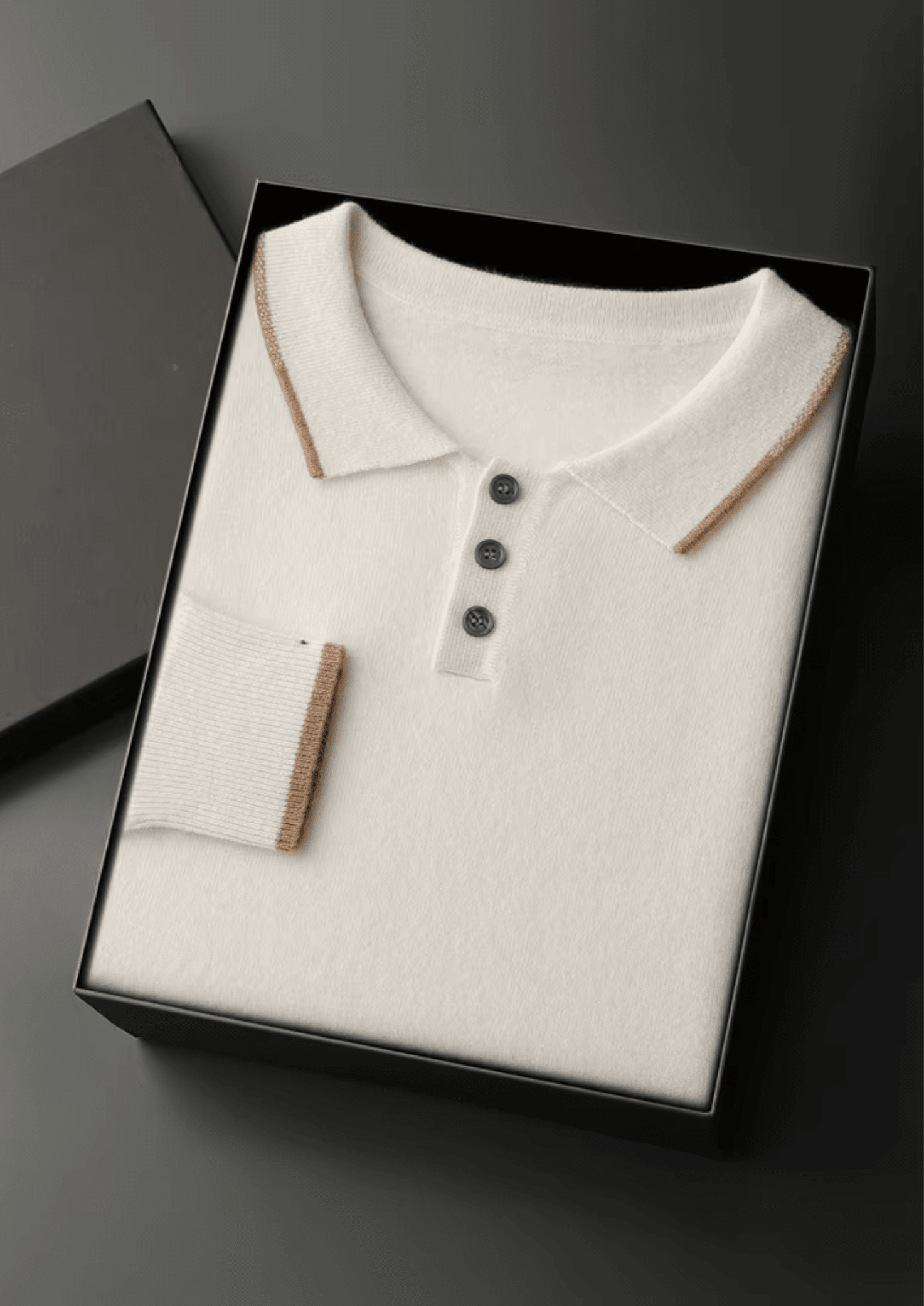 PREMIUM CASHMERE TWO TONE BUTTON POLO - LORMIER - 