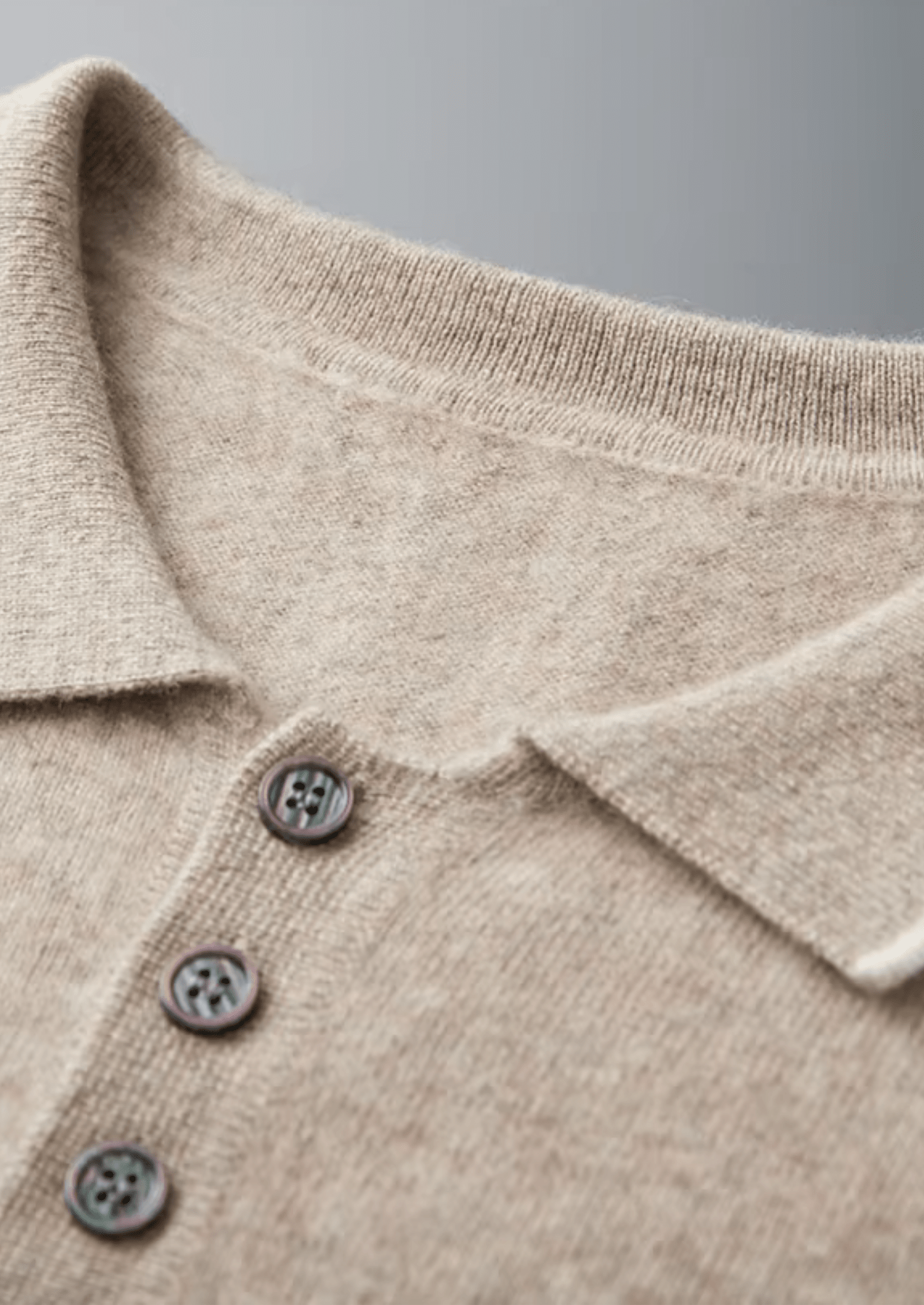 PREMIUM CASHMERE TWO TONE BUTTON POLO - LORMIER - 