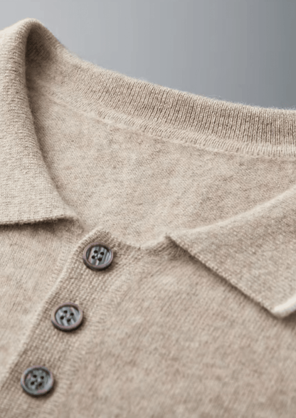 PREMIUM CASHMERE TWO TONE BUTTON POLO - LORMIER - 