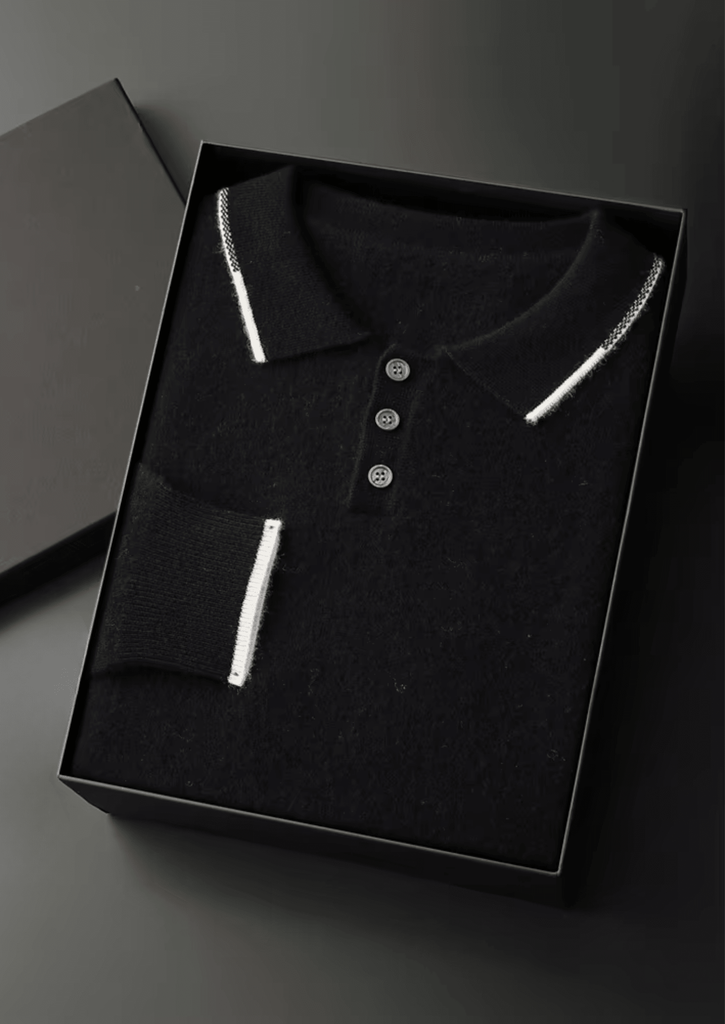 PREMIUM CASHMERE TWO TONE BUTTON POLO - LORMIER - 