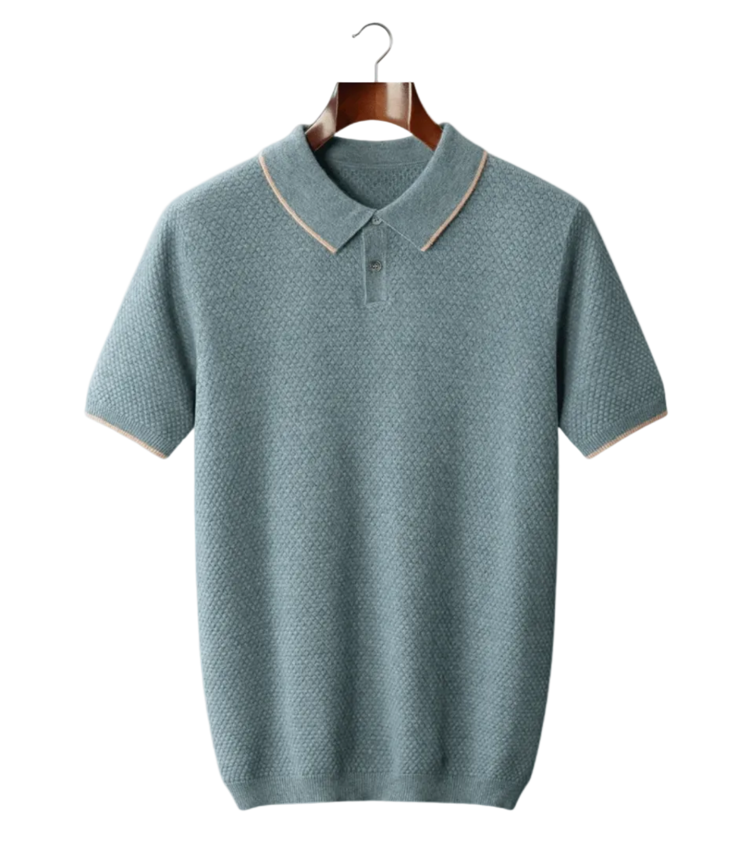 Men's Honey-Comb Cashmere Tipped Polo | Premium Two-Tone Knit