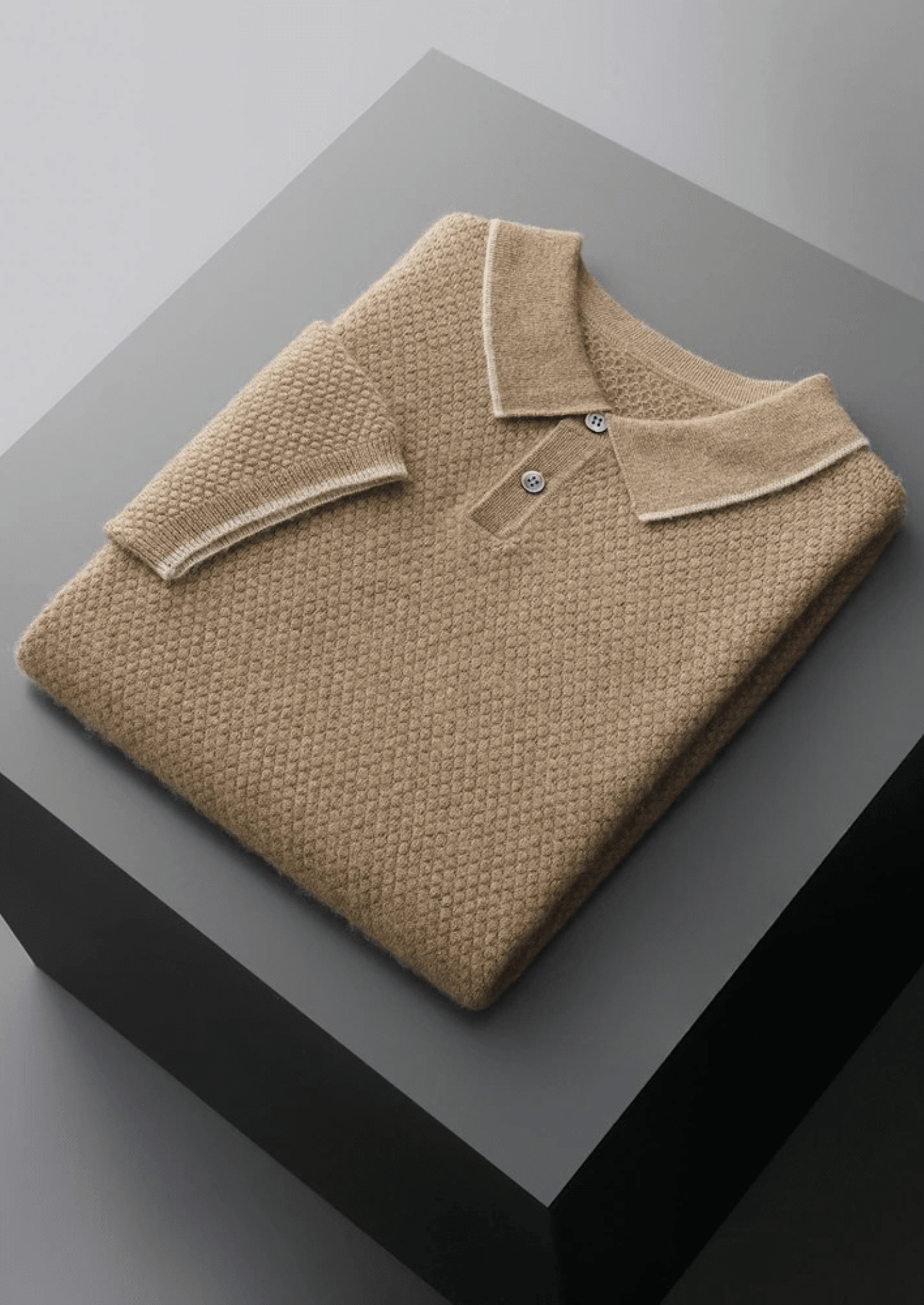 PREMIUM CASHMERE TWO - TONE POLO - LORMIER - 