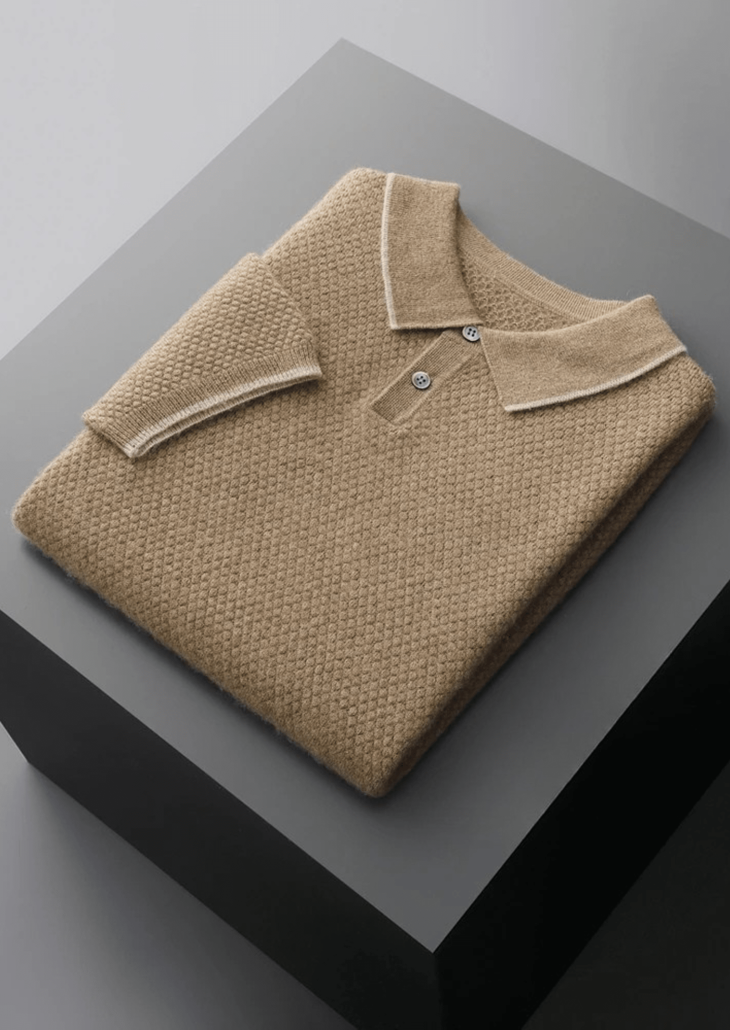 PREMIUM CASHMERE TWO - TONE POLO - LORMIER - 