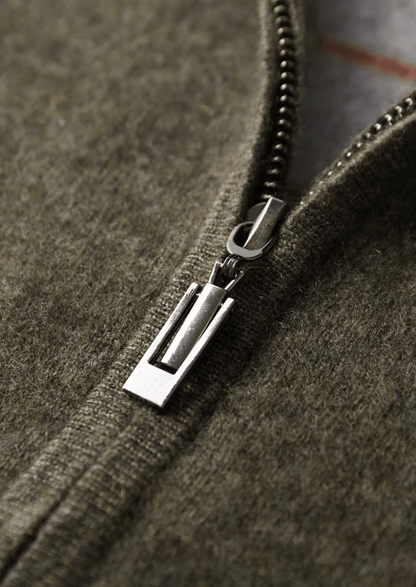 PREMIUM CASHMERE TWO TONE ZIP CARDIGAN - LORMIER - 