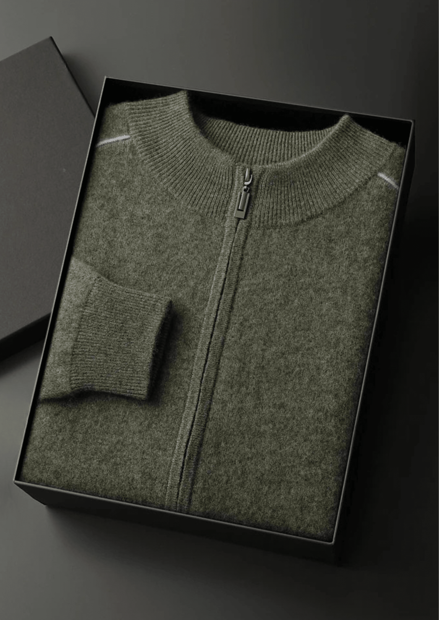 PREMIUM CASHMERE TWO TONE ZIP CARDIGAN - LORMIER - 