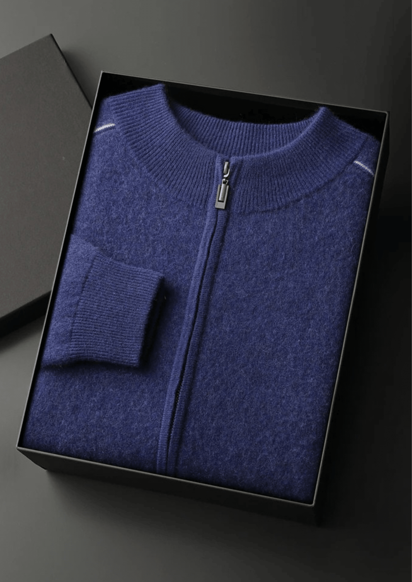 PREMIUM CASHMERE TWO TONE ZIP CARDIGAN - LORMIER - 