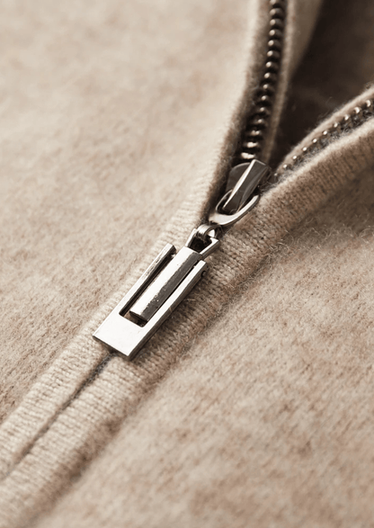 PREMIUM CASHMERE TWO TONE ZIP CARDIGAN - LORMIER - 