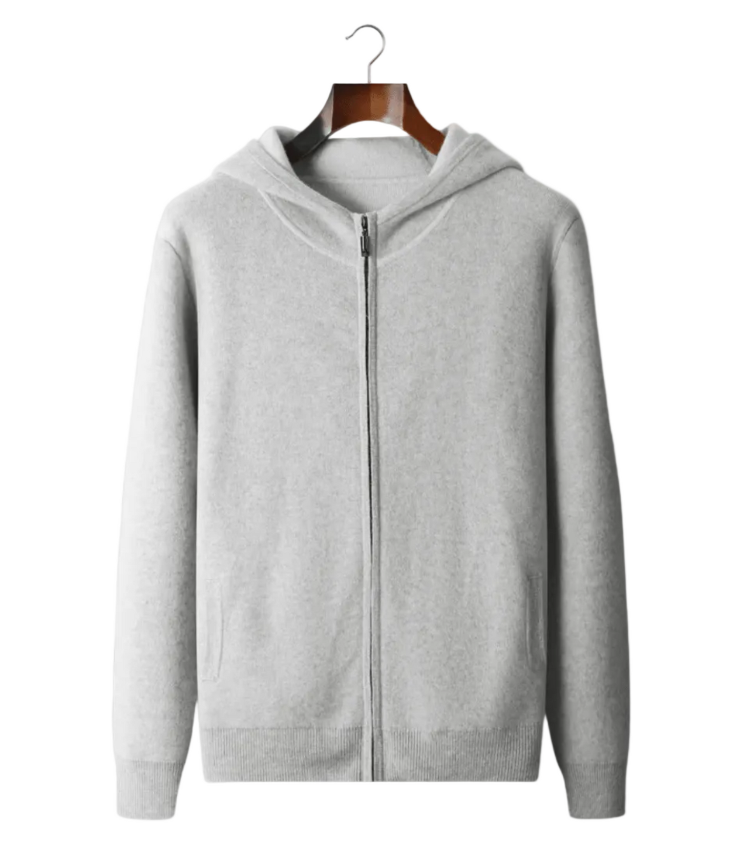 PREMIUM CASHMERE TWO TONE ZIPPER HOODIE - LORMIER - 
