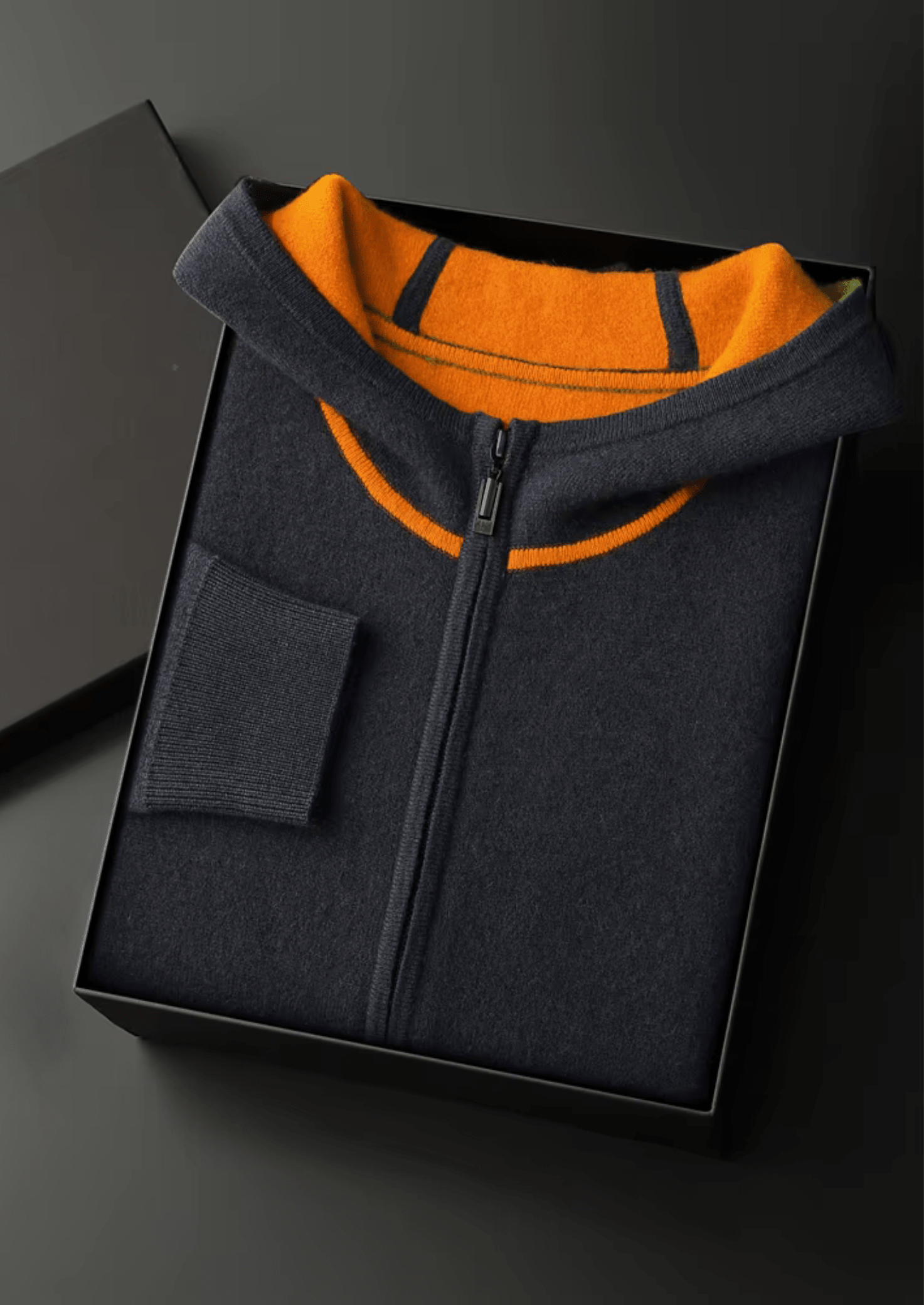 PREMIUM CASHMERE TWO TONE ZIPPER HOODIE - LORMIER - 