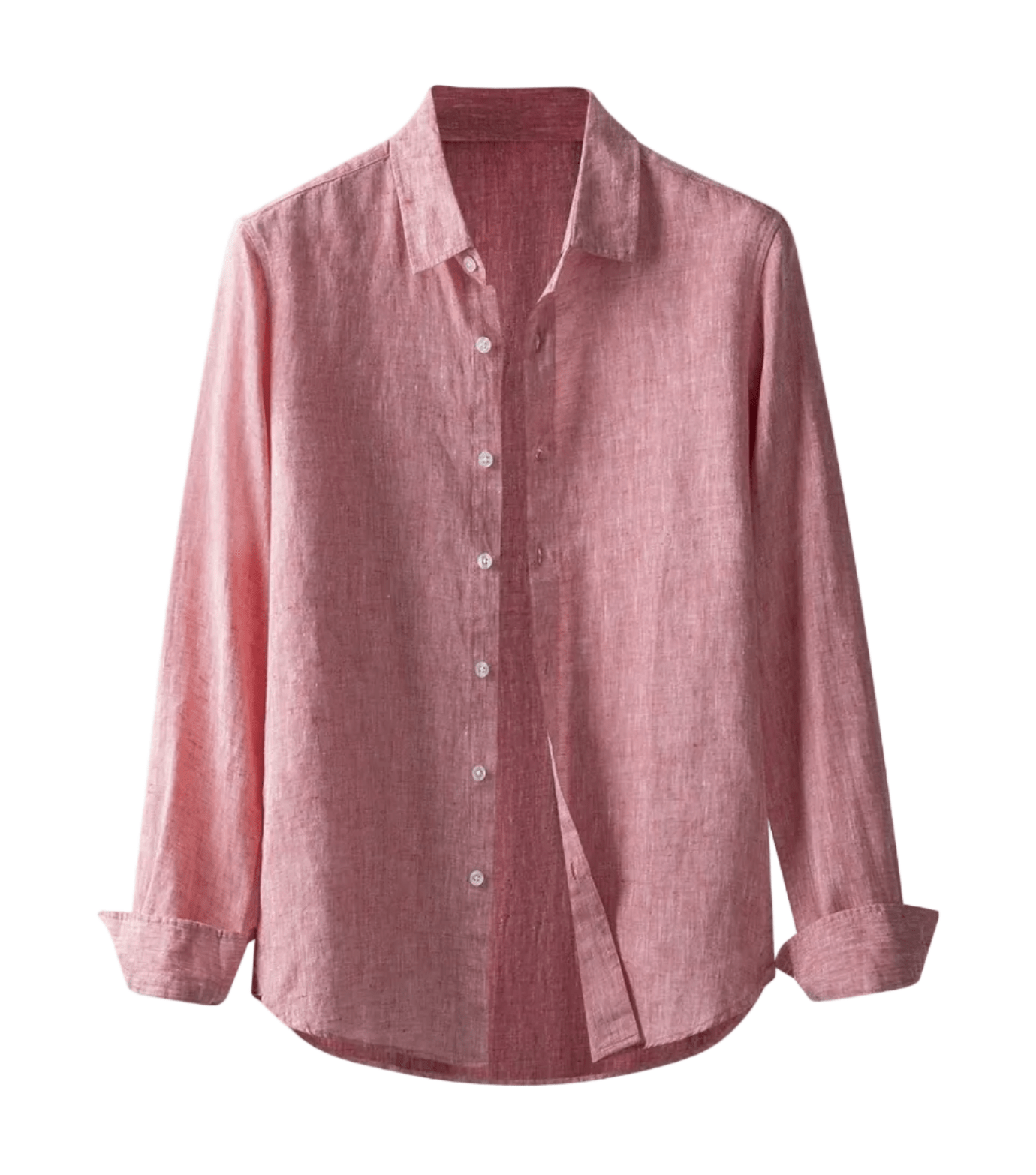 Men's premium pink linen shirt featuring a refined point collar and a breathable, lightweight summer fit.