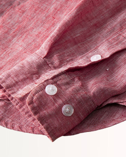 Close-up of the LORMIER fine linen weave in vibrant pink, highlighting the natural texture and high-quality construction.