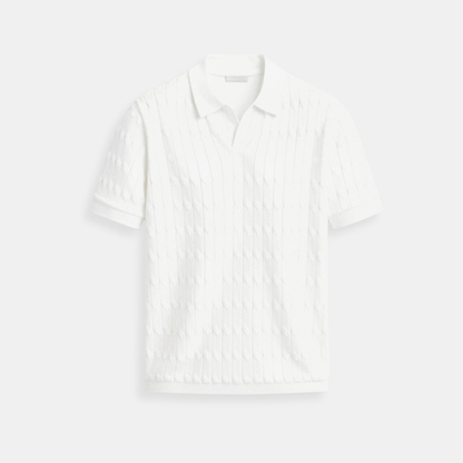 PREMIUM V - NECK CABLE KNIT POLO - LORMIER - 