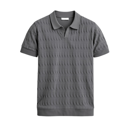 PREMIUM V - NECK CABLE KNIT POLO - LORMIER - 