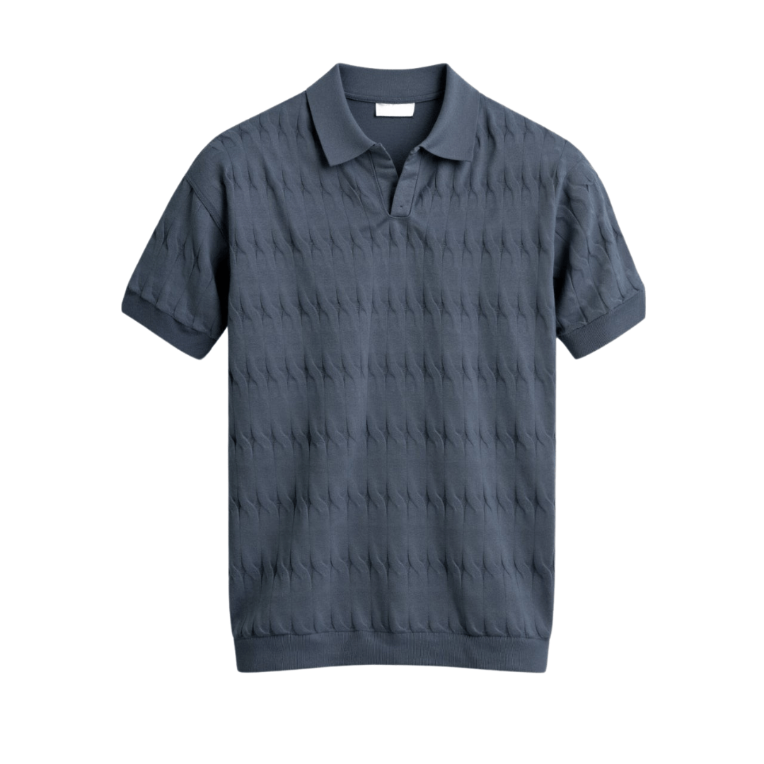 PREMIUM V - NECK CABLE KNIT POLO - LORMIER - 