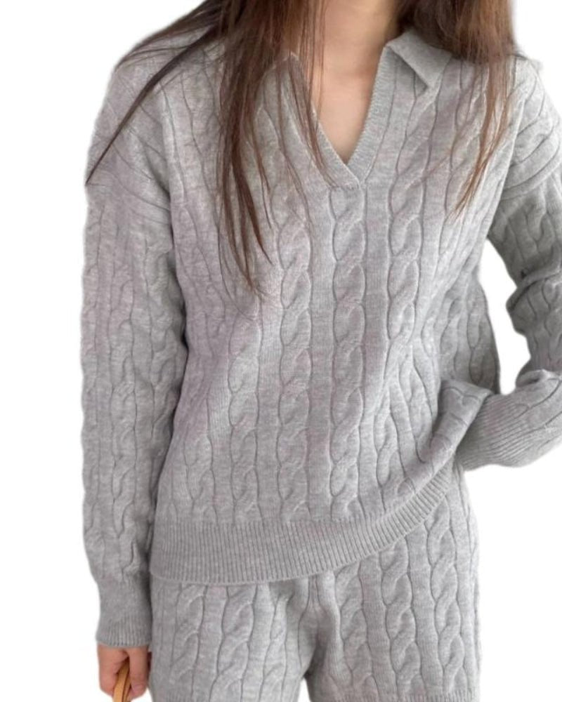 PREMIUM WOOL V - NECK KNITTED SWEATER - LORMIER - 