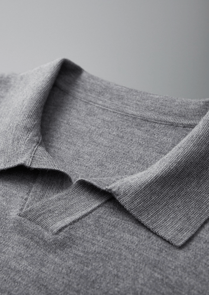 PURE CASHMERE BUTTONLESS SWEATER POLO - LORMIER - 
