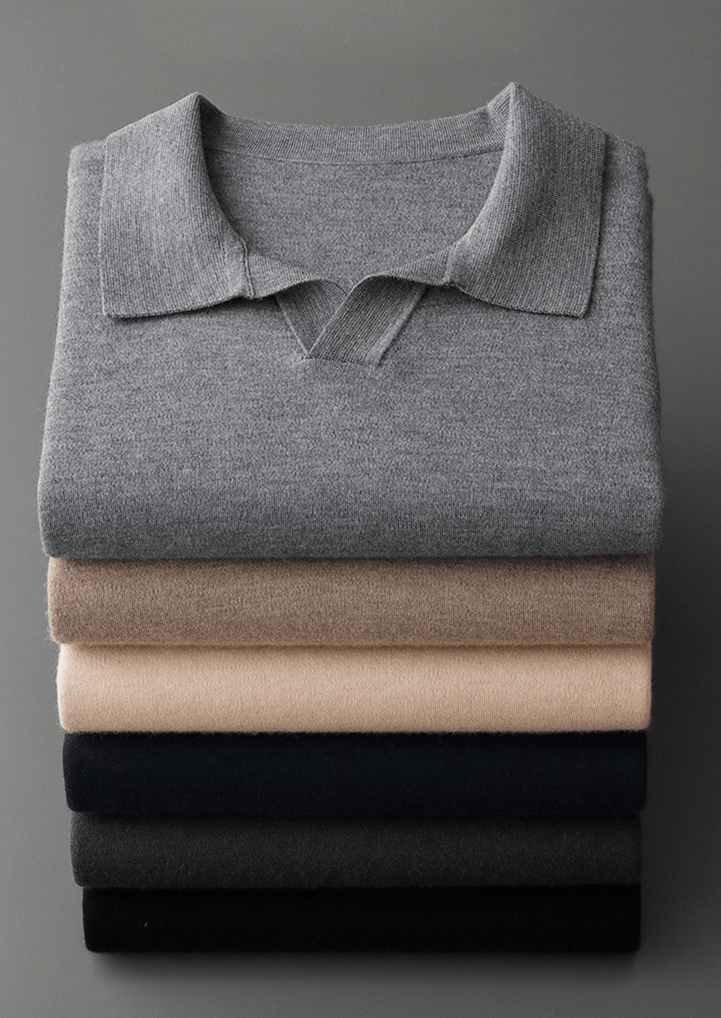 PURE CASHMERE BUTTONLESS SWEATER POLO - LORMIER - 