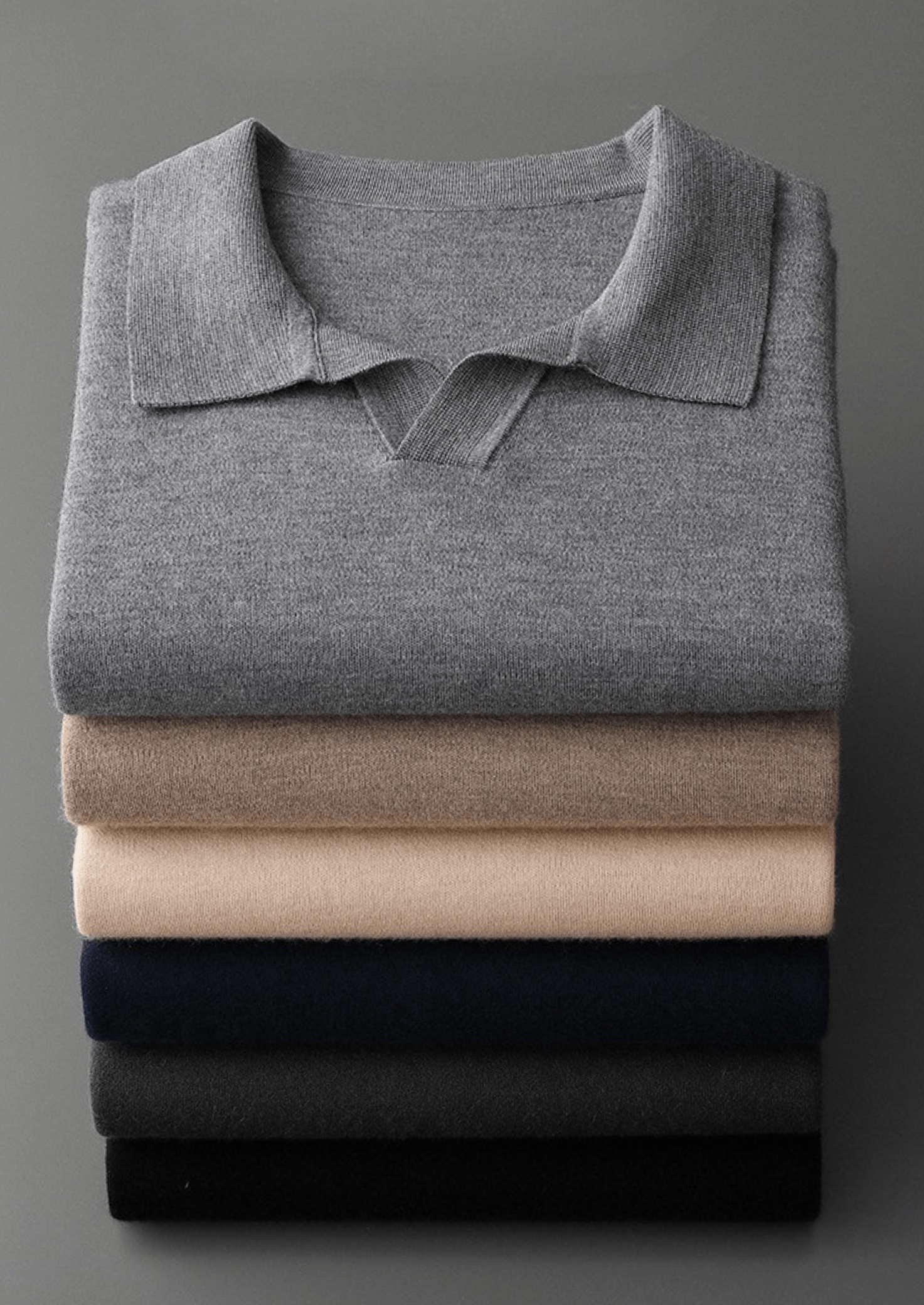 PURE CASHMERE BUTTONLESS SWEATER POLO - LORMIER - 