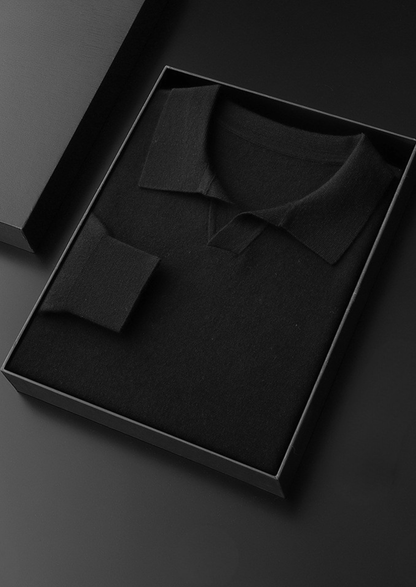 PURE CASHMERE BUTTONLESS SWEATER POLO - LORMIER - 