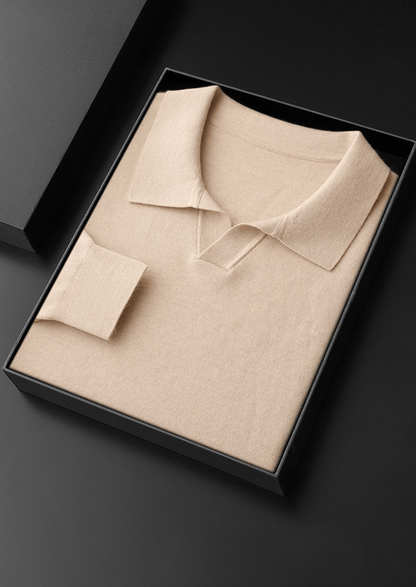 PURE CASHMERE BUTTONLESS SWEATER POLO - LORMIER - 