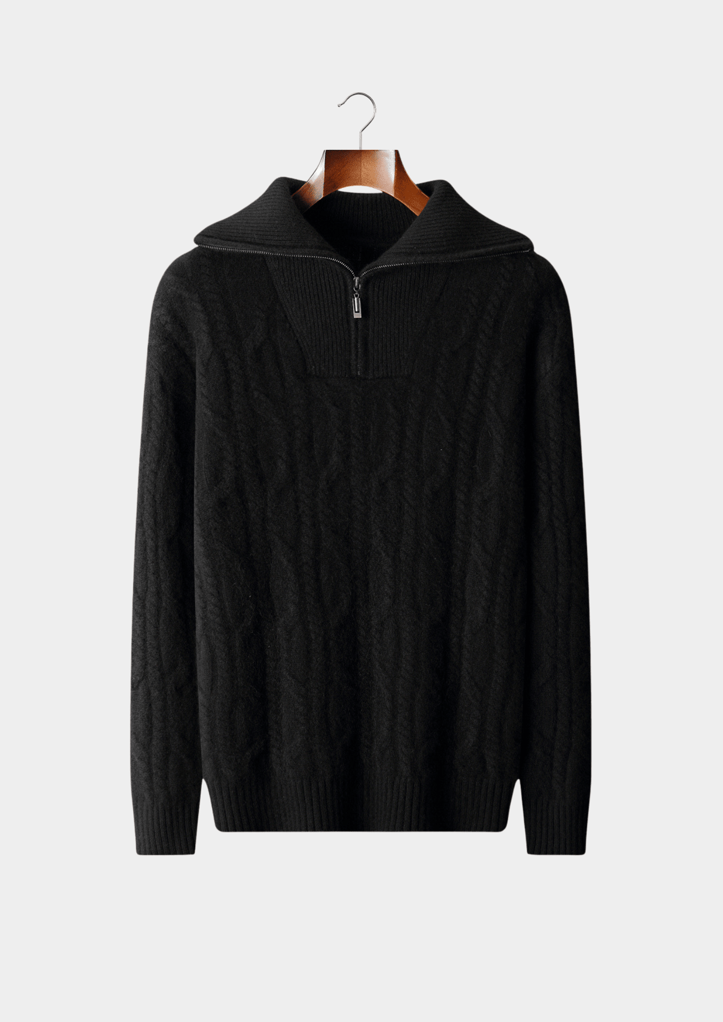 PURE CASHMERE CABLE HALF ZIP SWEATER - LORMIER - 