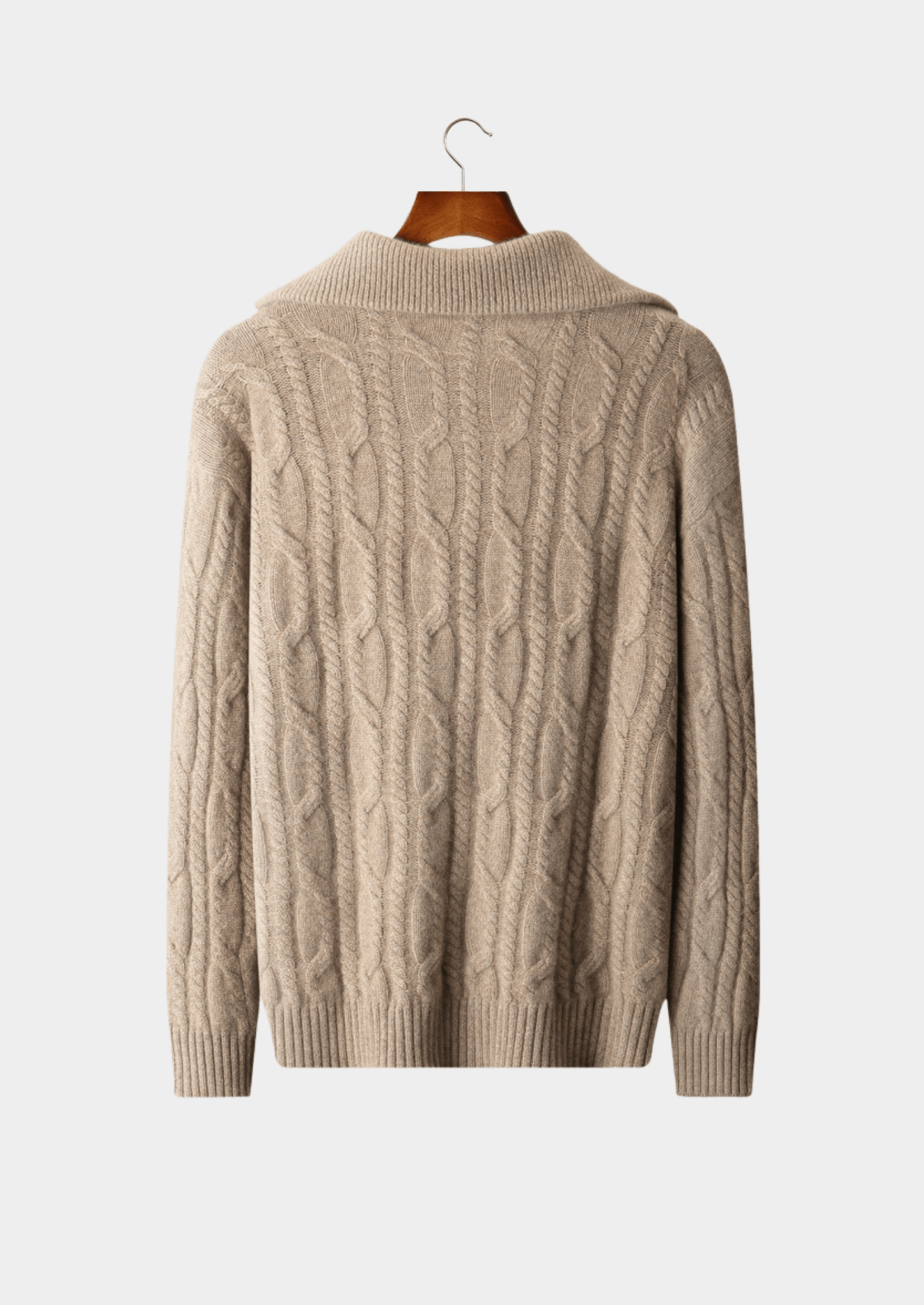 PURE CASHMERE CABLE HALF ZIP SWEATER - LORMIER - 