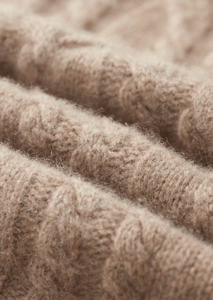 PURE CASHMERE CABLE HALF ZIP SWEATER - LORMIER - 