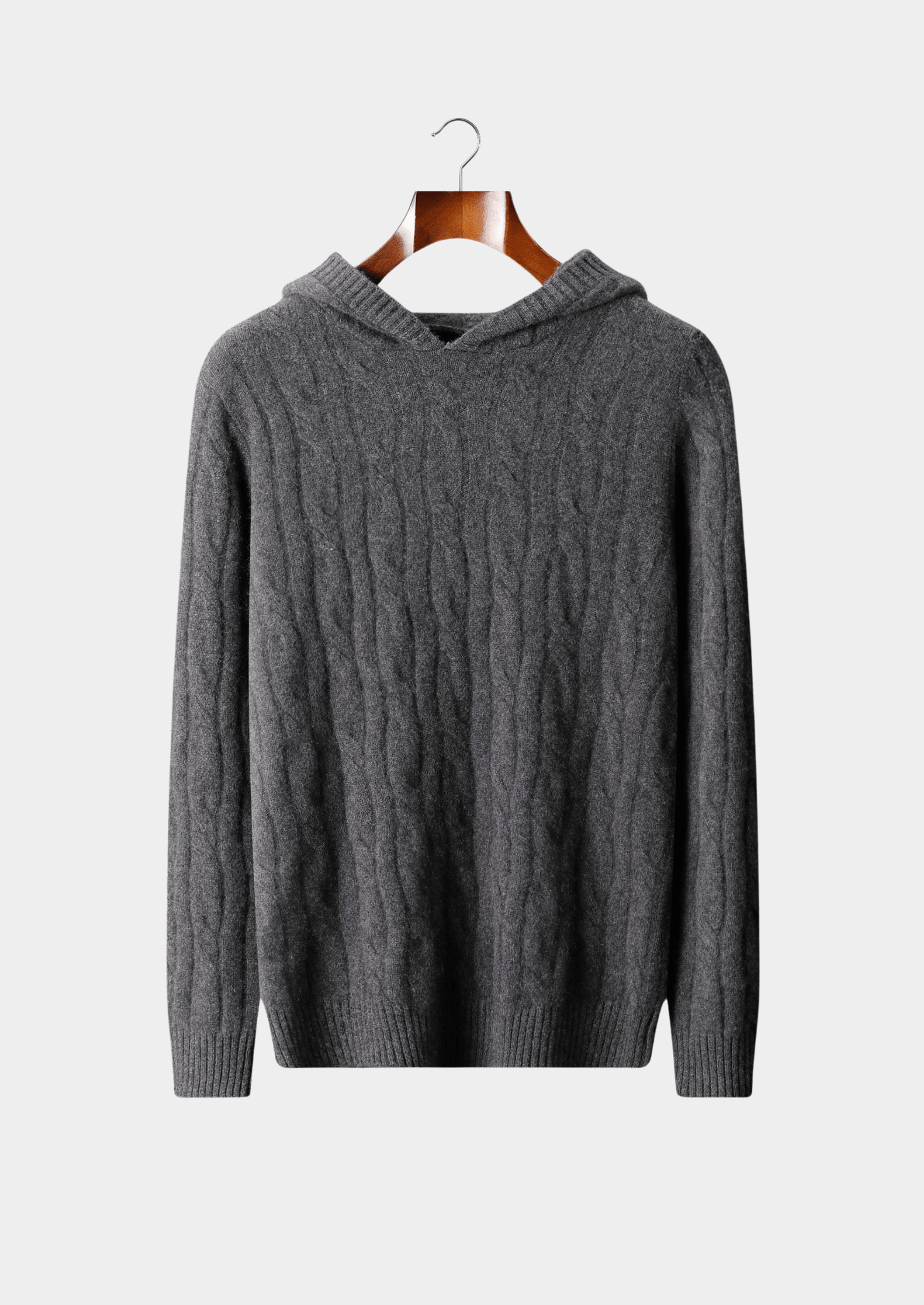 PURE CASHMERE CABLE KNIT HOODIE - LORMIER - 