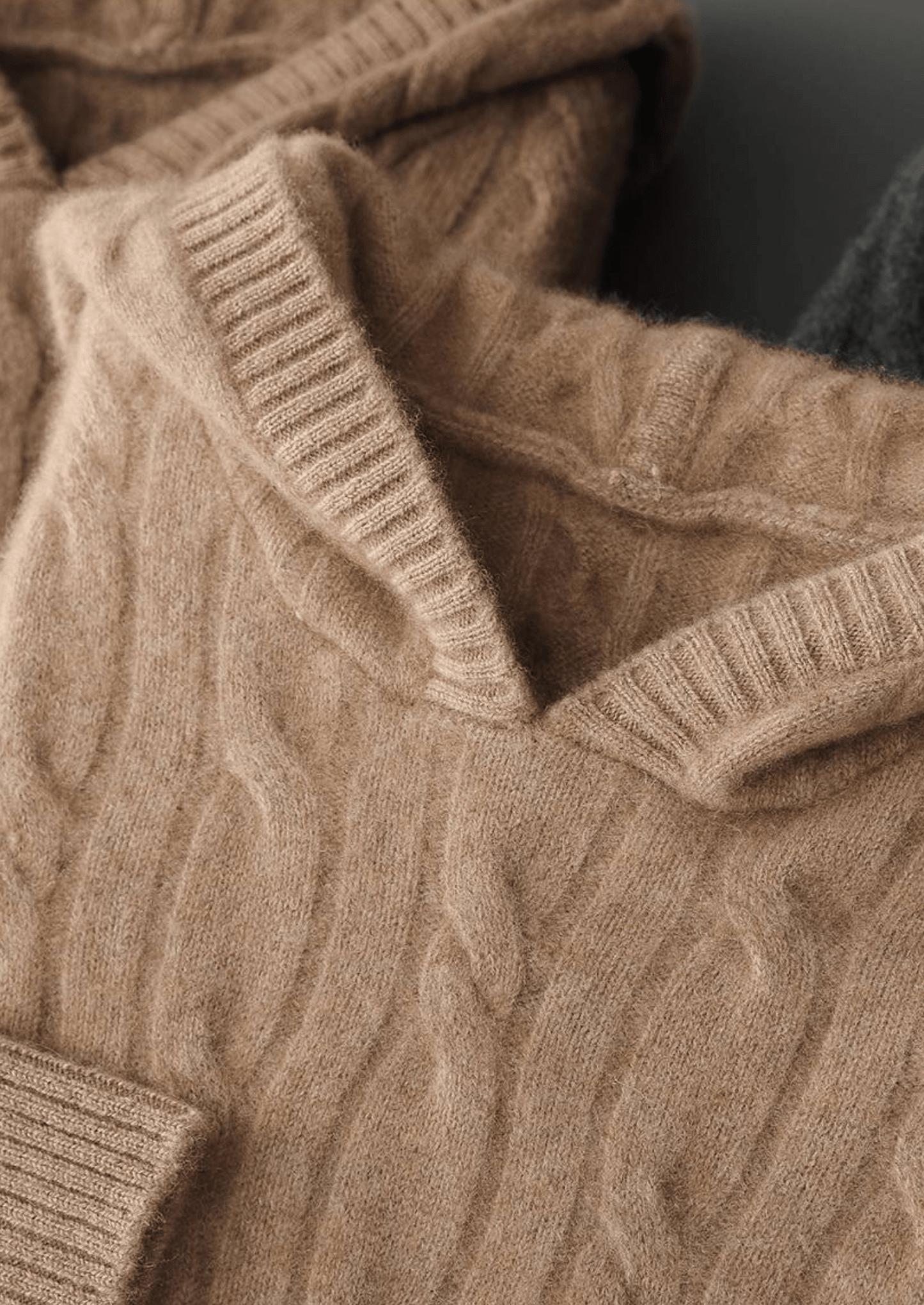 PURE CASHMERE CABLE KNIT HOODIE - LORMIER - 