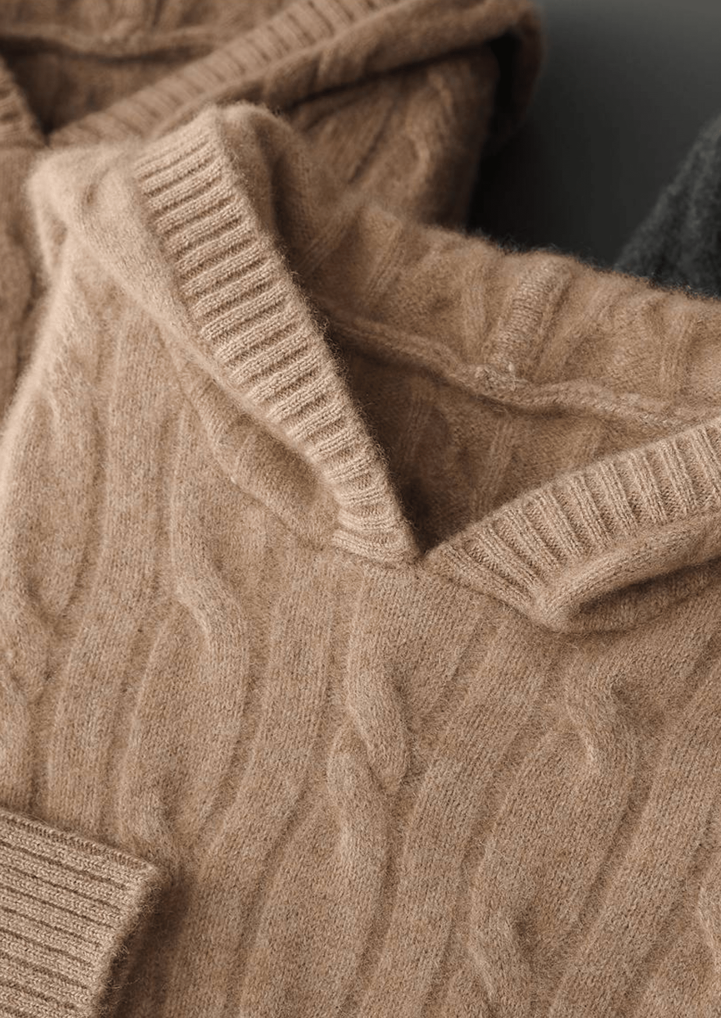 PURE CASHMERE CABLE KNIT HOODIE - LORMIER - 