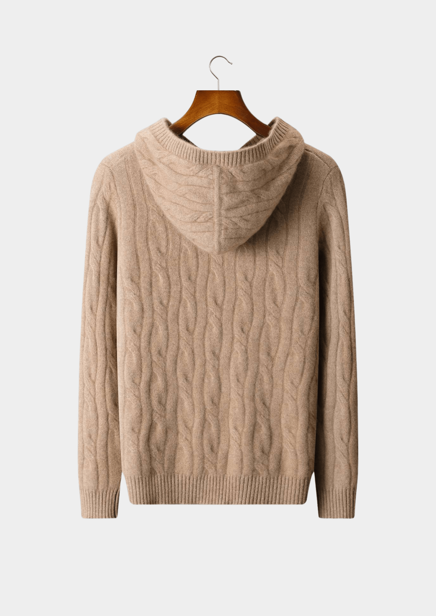 PURE CASHMERE CABLE KNIT HOODIE - LORMIER - 