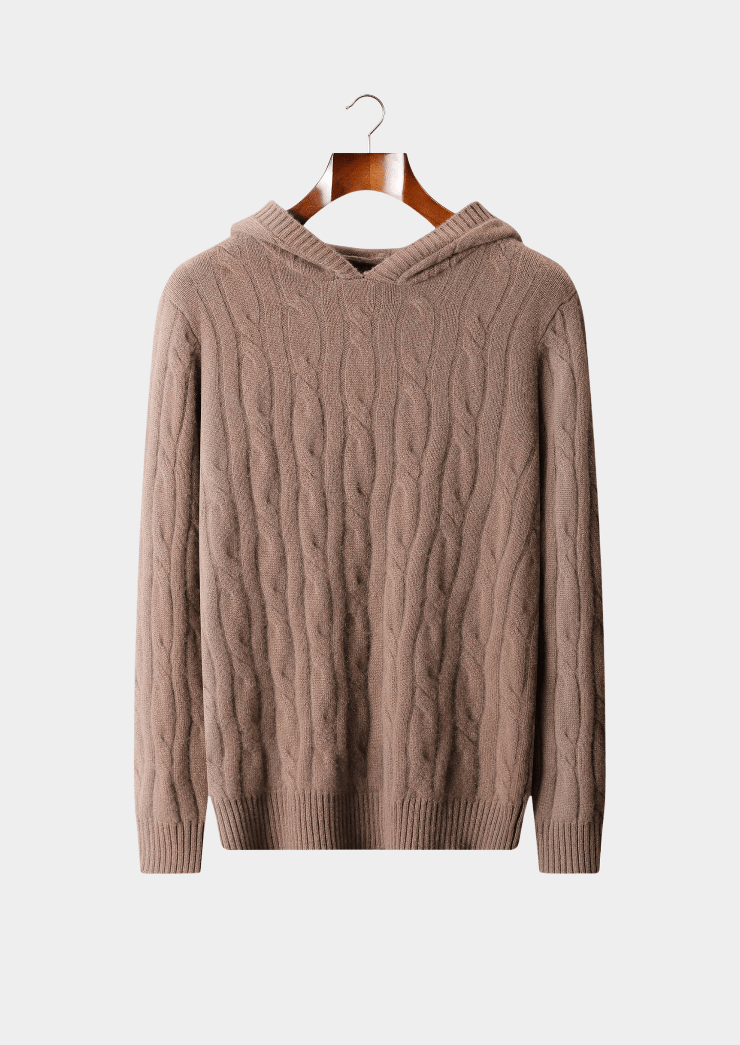 PURE CASHMERE CABLE KNIT HOODIE - LORMIER - 