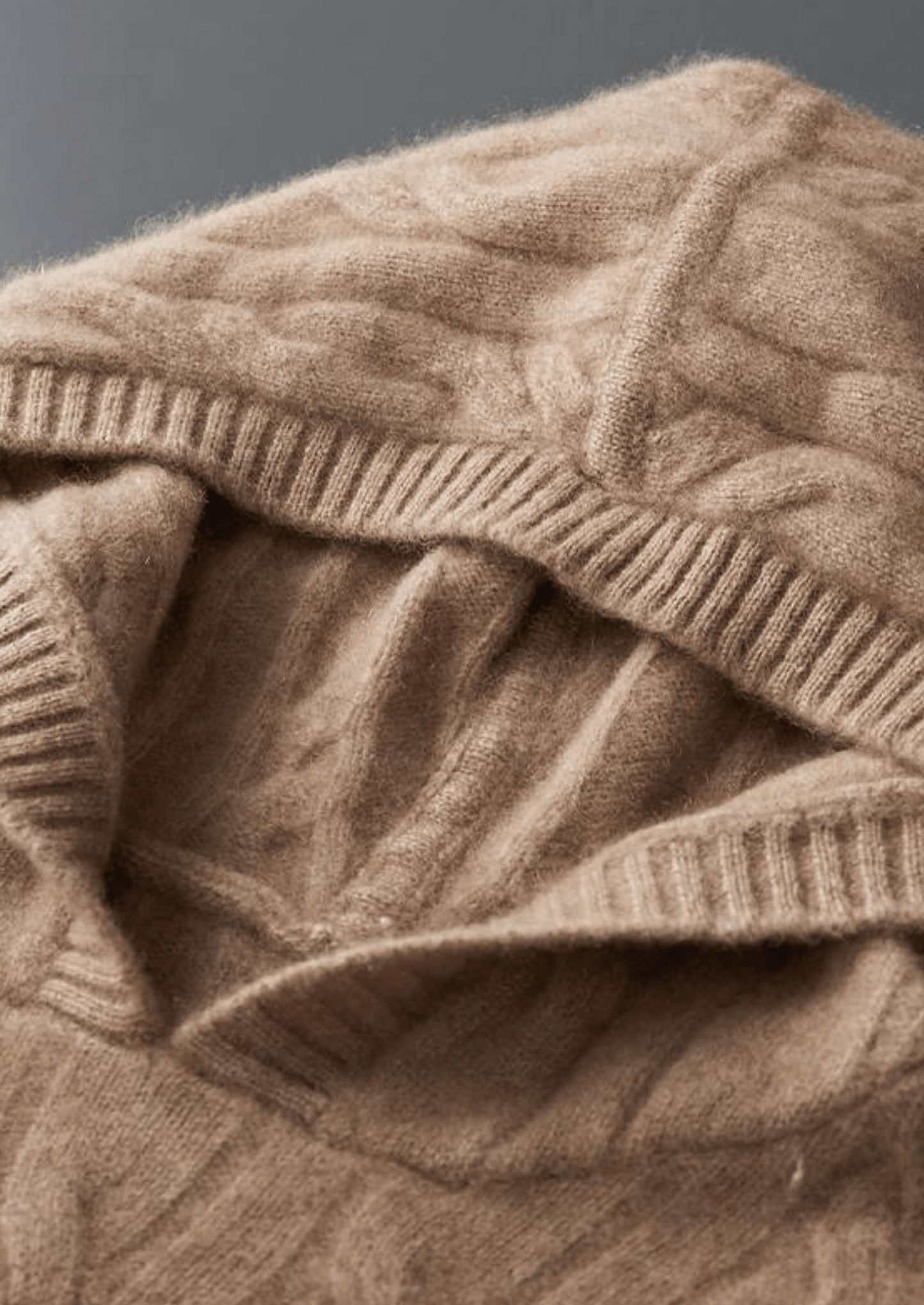 PURE CASHMERE CABLE KNIT HOODIE - LORMIER - 