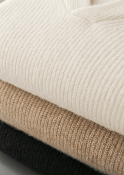 PURE CASHMERE RIBBED V - NECK SWEATER - LORMIER - 
