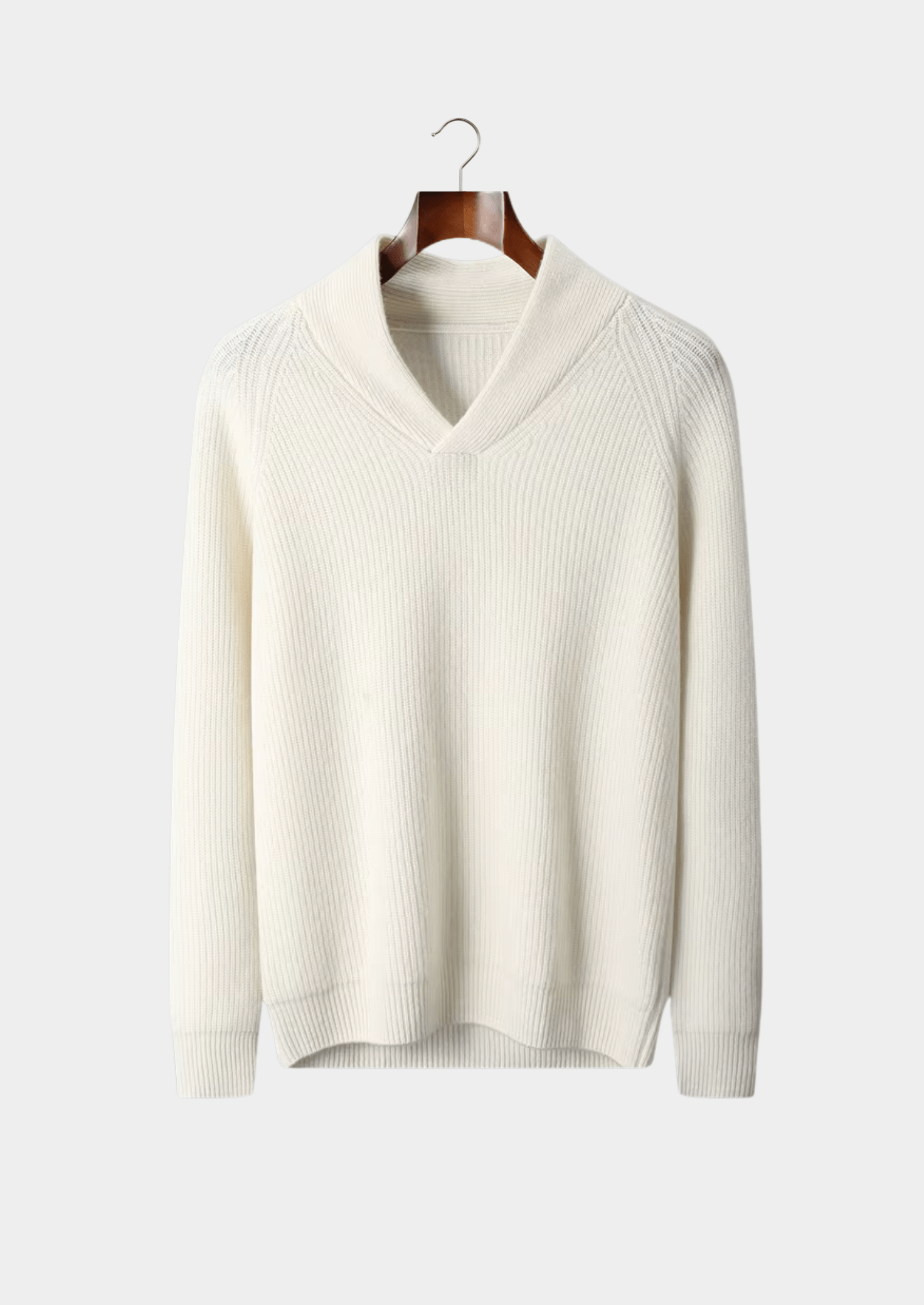 PURE CASHMERE RIBBED V - NECK SWEATER - LORMIER - 