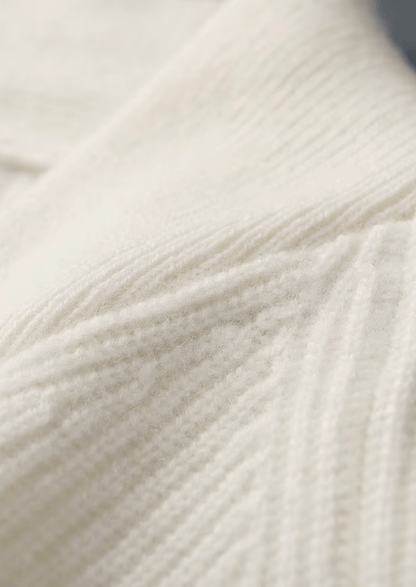 PURE CASHMERE RIBBED V - NECK SWEATER - LORMIER - 