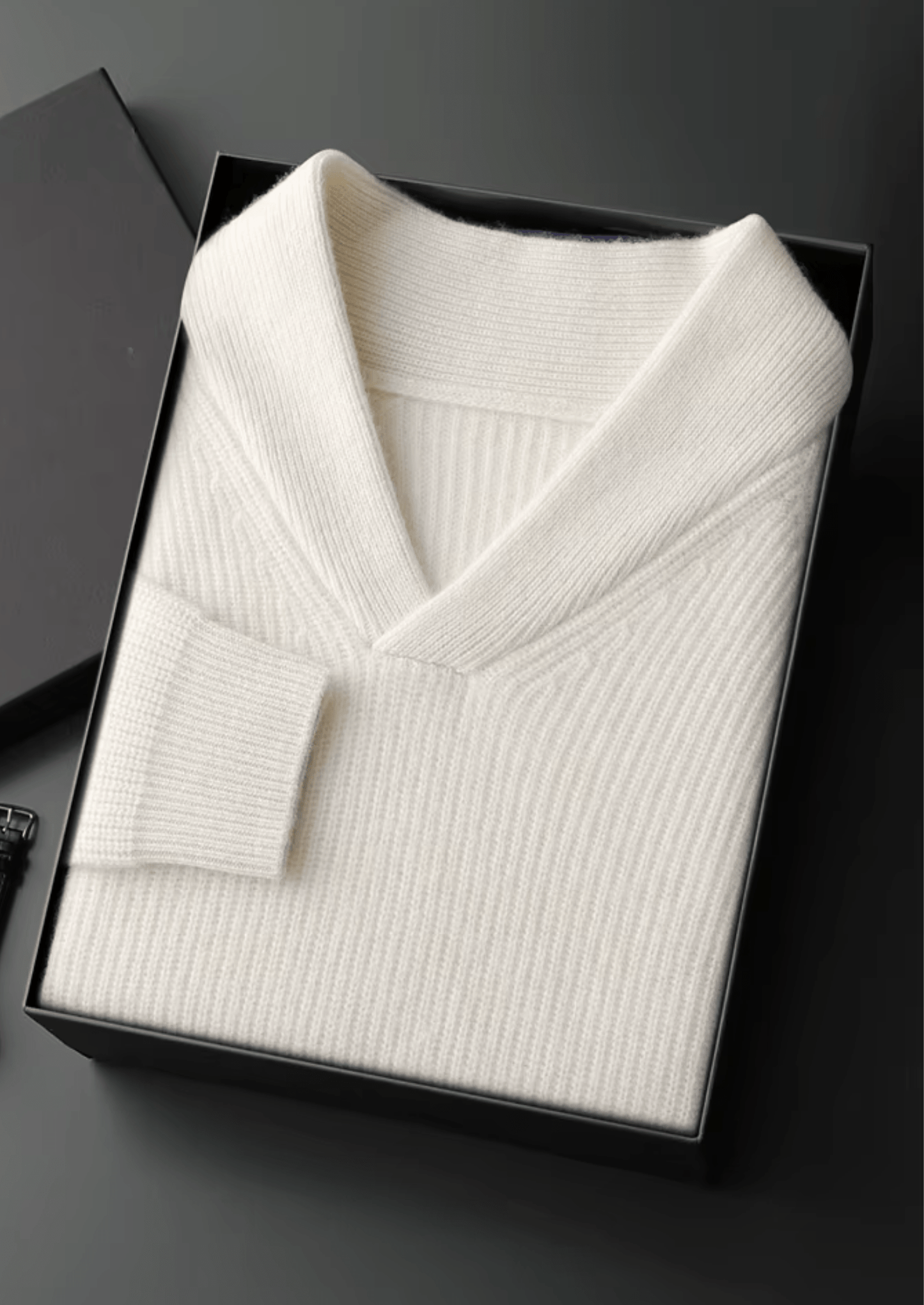 PURE CASHMERE RIBBED V - NECK SWEATER - LORMIER - 