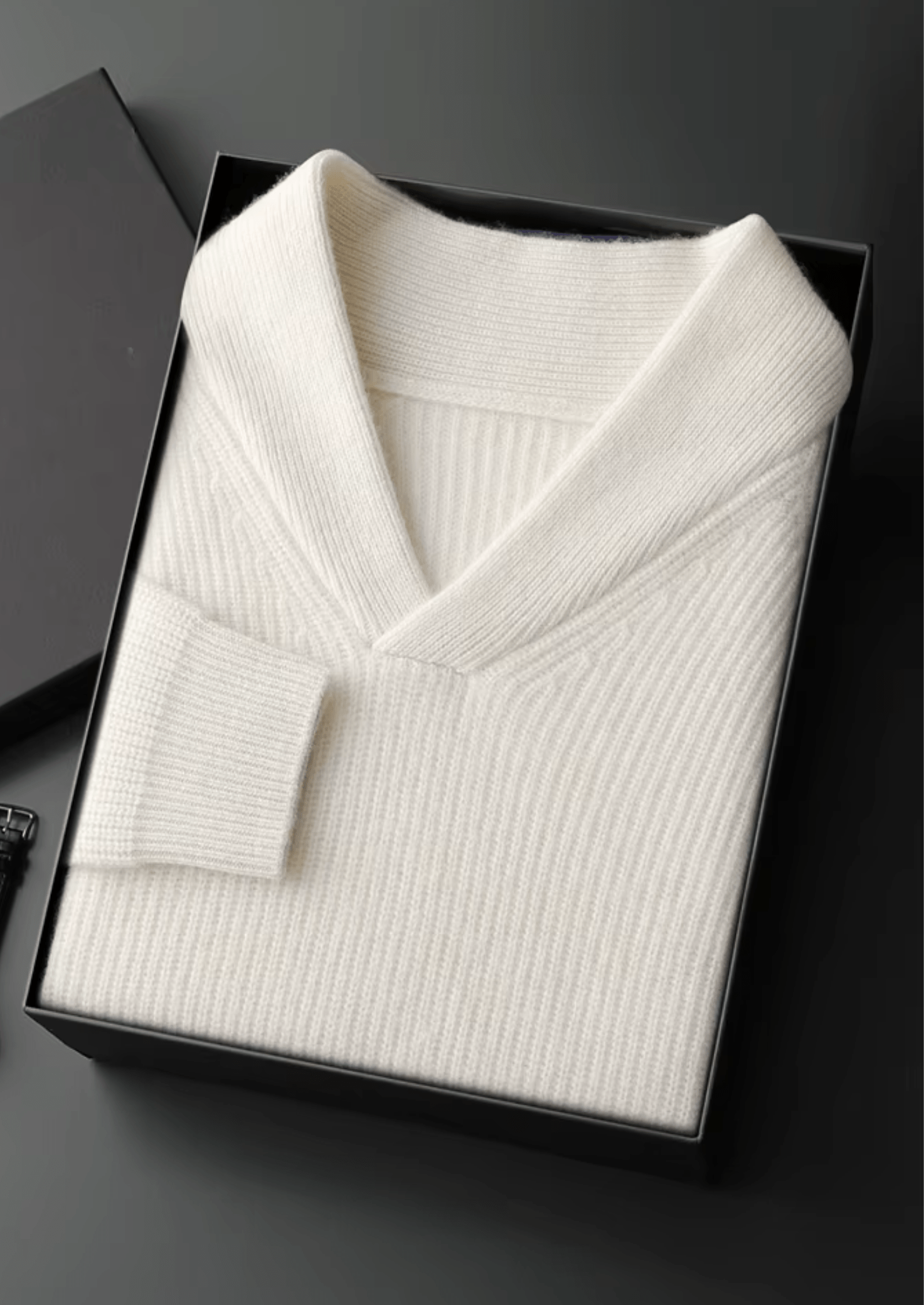 PURE CASHMERE RIBBED V - NECK SWEATER - LORMIER - 