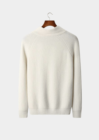PURE CASHMERE RIBBED V - NECK SWEATER - LORMIER - 