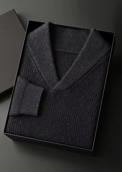 PURE CASHMERE RIBBED V - NECK SWEATER - LORMIER - 